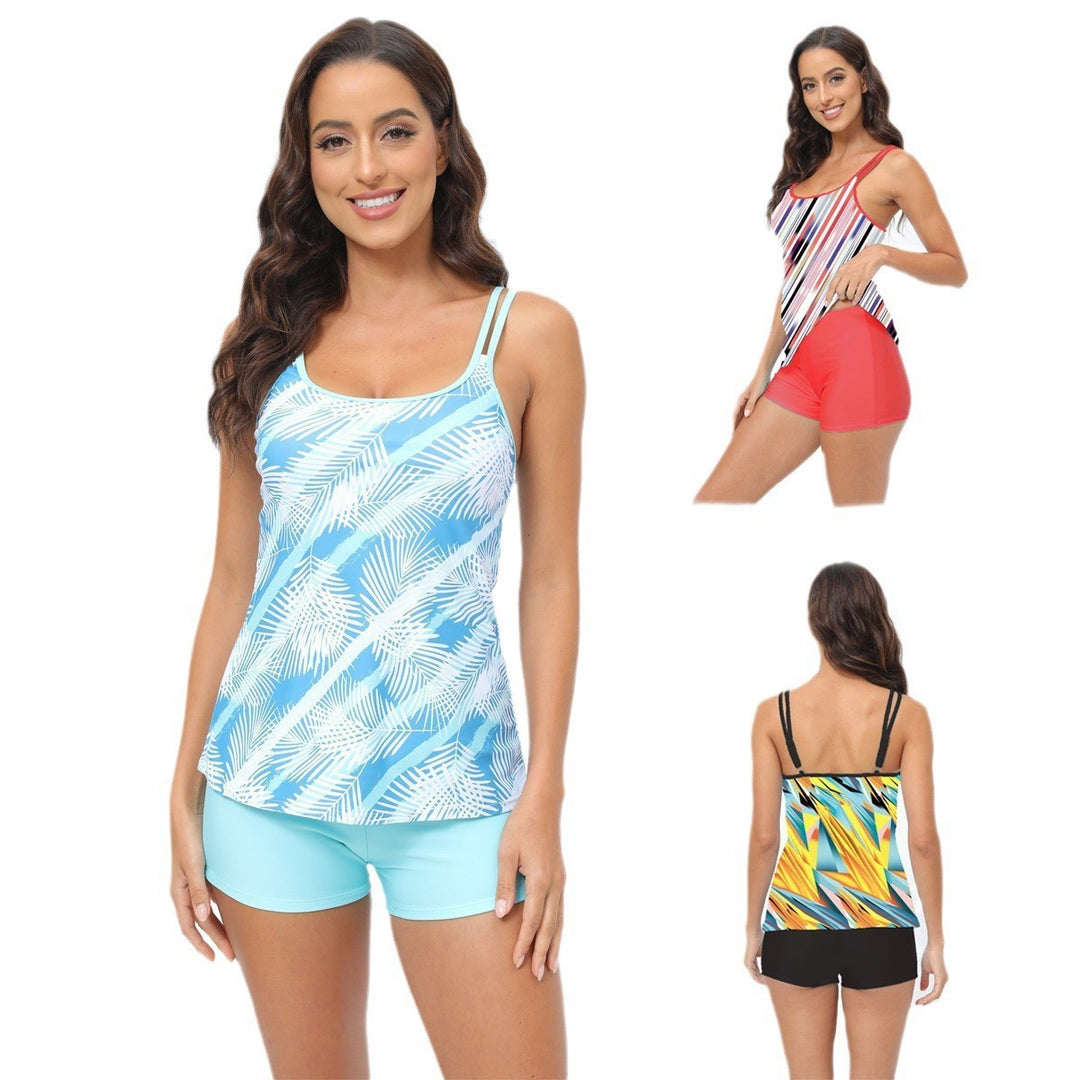Dame Tankini med moderne mønsterblanding og komfortable shorts Stilla