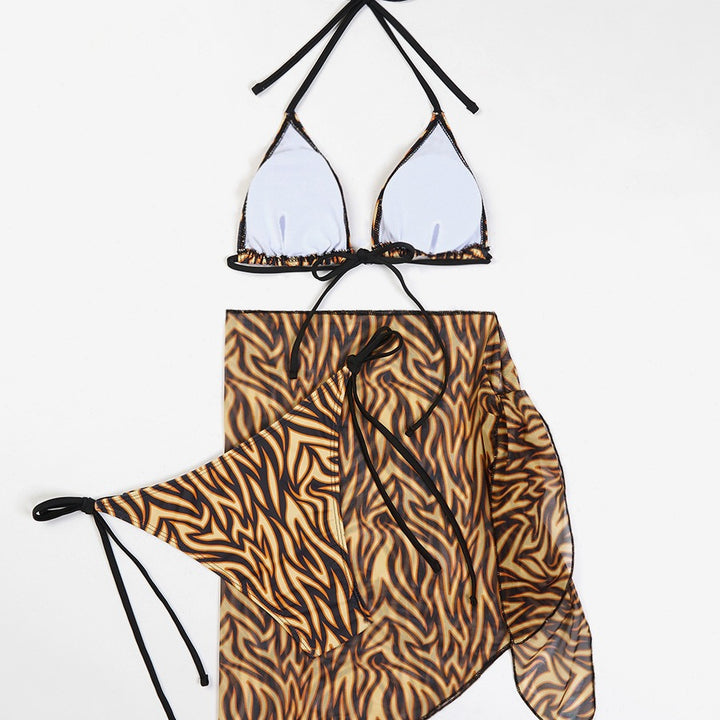 Dame Triangle Bikini Sæt med gennemsigtigt Cover-Up Stilla