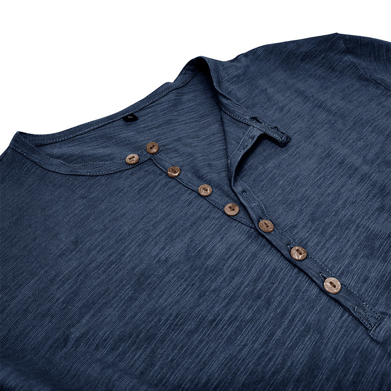 Herrer Langærmet Henley-Shirt med knapbar front og afslappet pasform Stilla