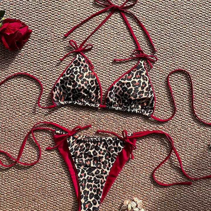 Dame triangel-bikini med legesyg animal-print