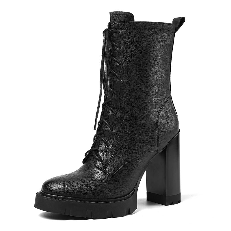 Femme Chunky Heel Snørestøvler Stilla