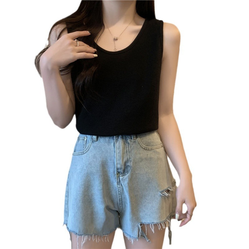 Femme Sleek Cropped Tanktop med struktureret stof Stilla