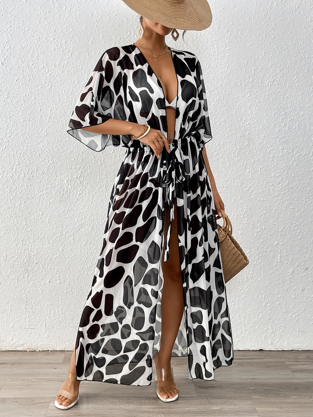 Dame Strandkimono i åndbar chiffon-kvalitet med trendy mønster Stilla
