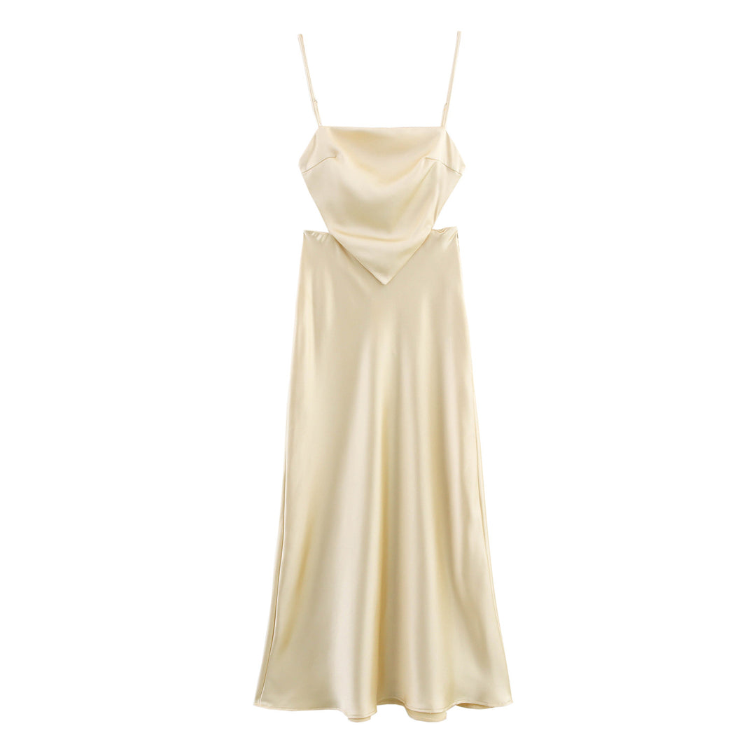 Femme Elegantes Satin Slip-Kjole med justerbare stropper Stilla