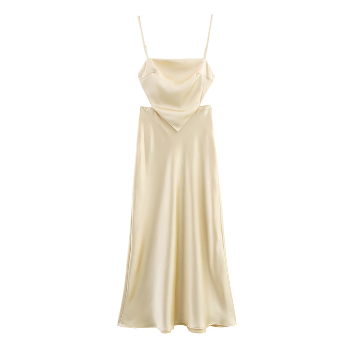 Femme Elegantes Satin Slip-Kjole med justerbare stropper Stilla