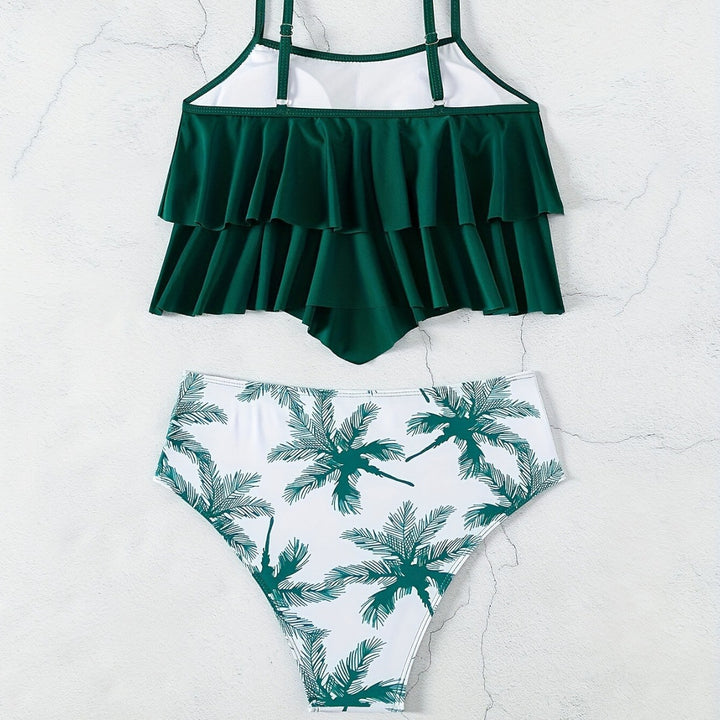 Dame Bikini-sæt med voluminøst flæse-design og højtsiddende shorts Stilla