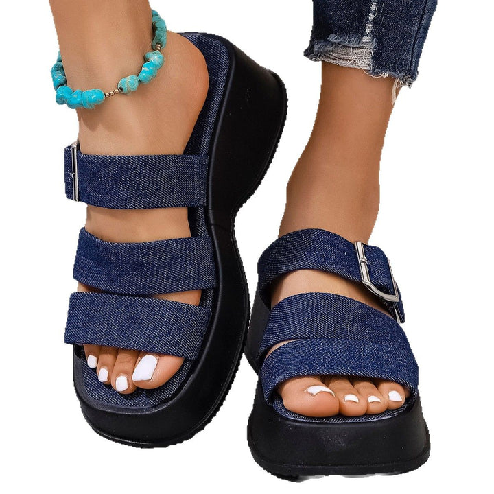 Dame Wedge-sandaler med justerbare remme og robust plateau Stilla