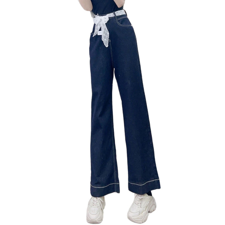 Dame brede jeans med elegant sløjfebinding og stilfuldt design Stilla