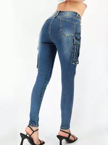 Dame Cargo-Jeans med høj talje og praktiske lynlåslommer Stilla