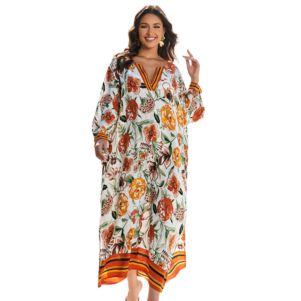 Dame sommerlig maxikjole med blomsterprint Stilla