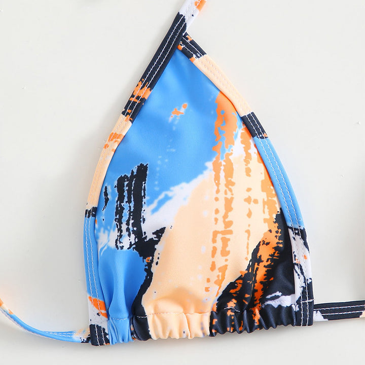Dame Triangle-bikini med trendy grafisk tryk Skovae