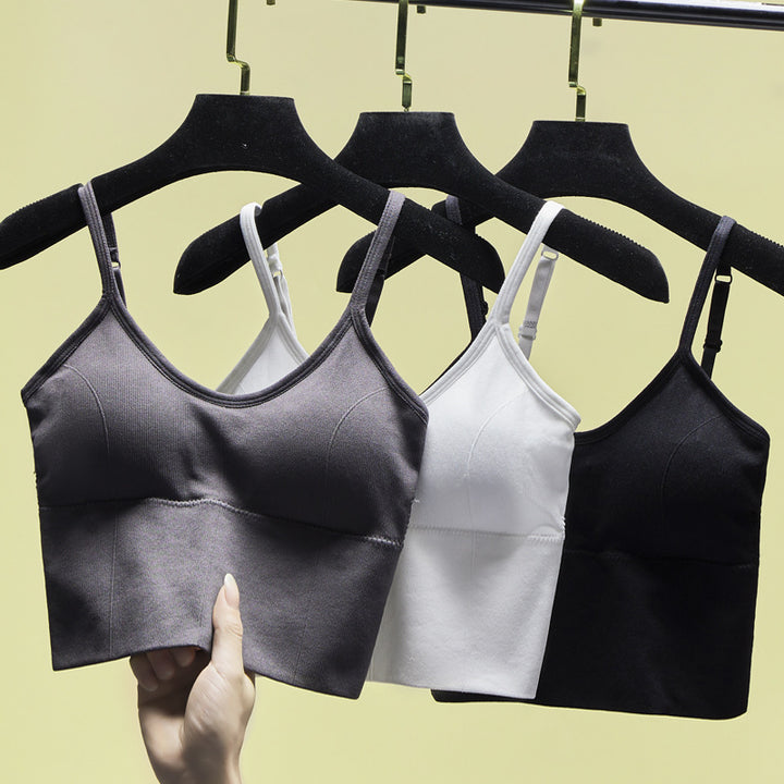 Dame Crop-Top med fin ribstruktur og justerbare stropper Stilla