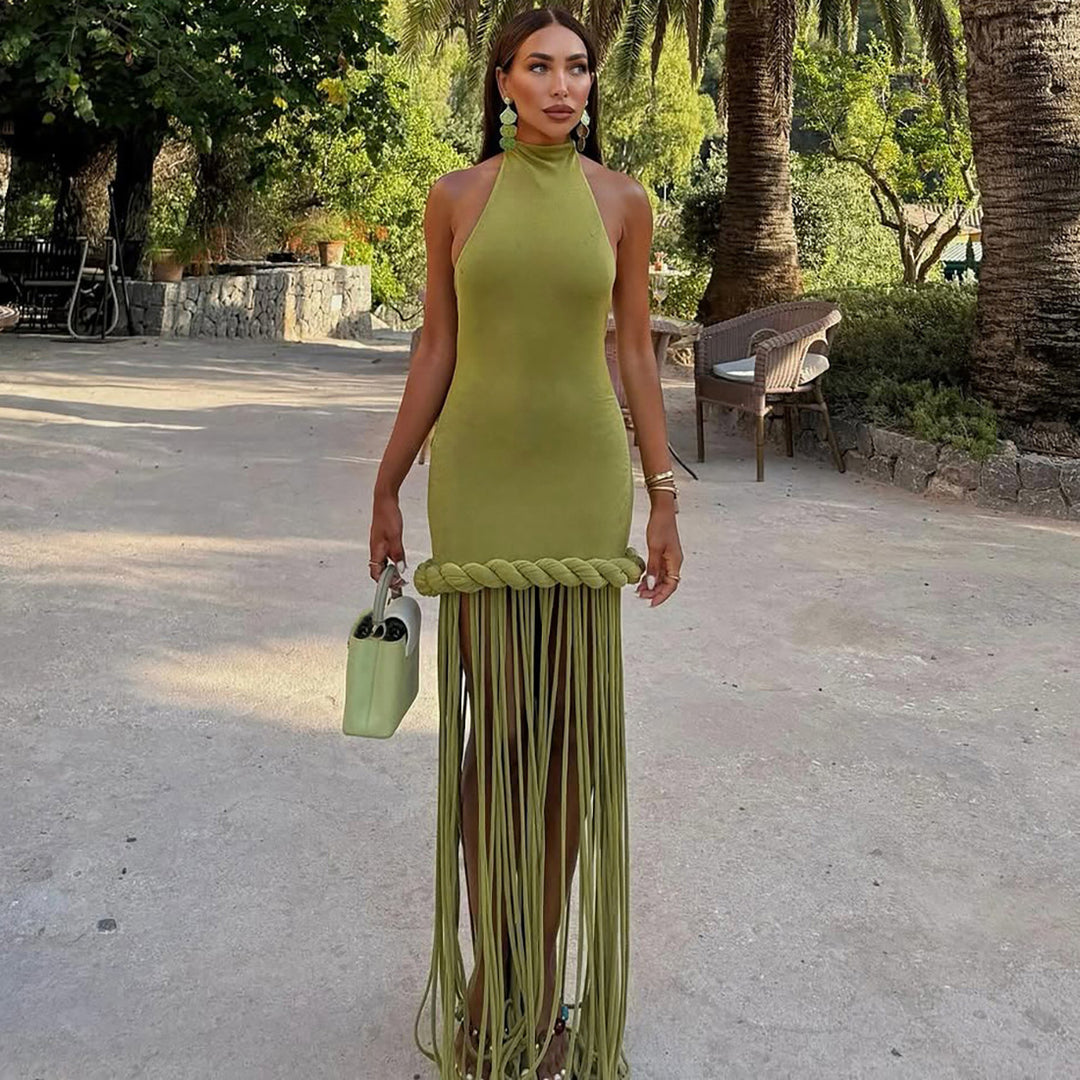 Dame Elegant Cut-Out Minikjole med raffineret frynse-design Skovae