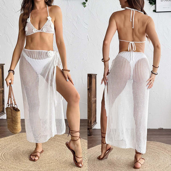 Dame Hækle-Bikini-Sæt med Cover-Up Wrap Stilla