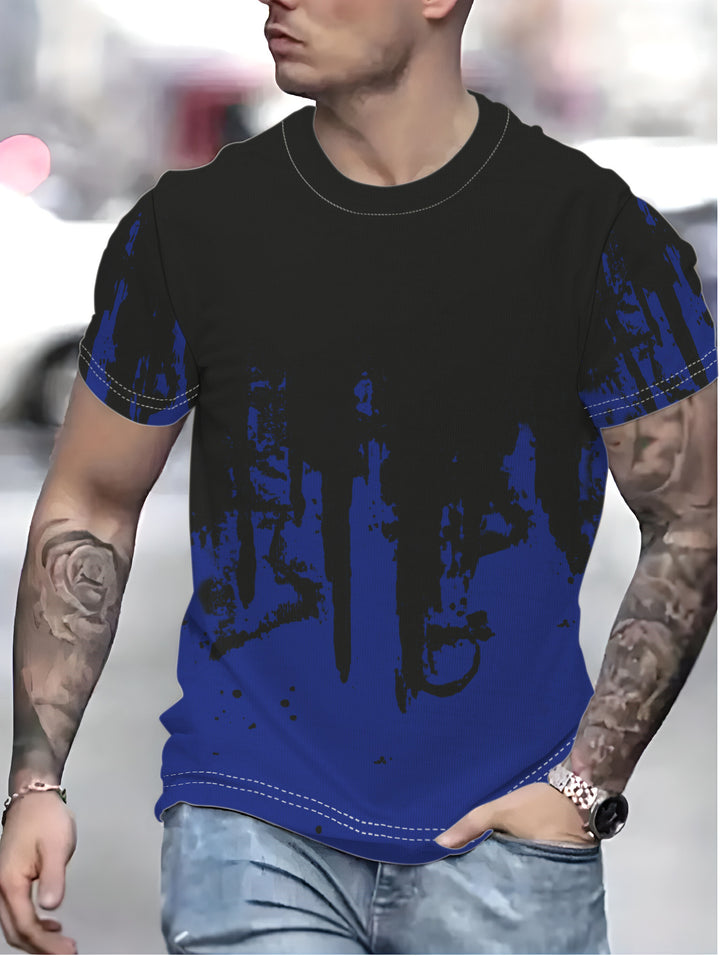 Herre T-shirt med kreativ farveovergang og unikt graffiti-design Stilla