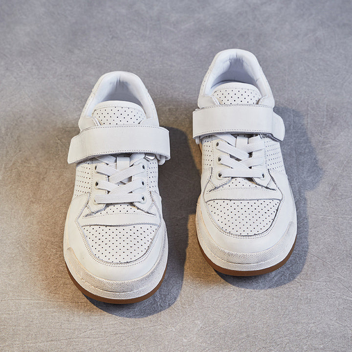 Herre perforerede læder sport sneakers med velcro Stilla