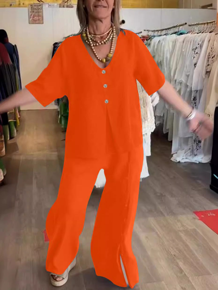 Dame Luftigt To-dels Sæt med knapper og vid pasform Stilla