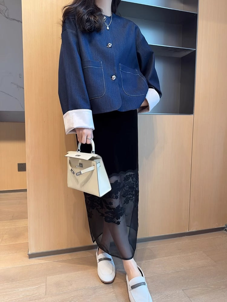 Damer Elegant Kort Blazer Stilla