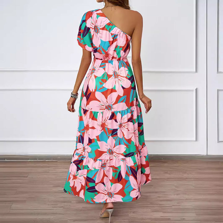 Damer Sommer Maxi Kjole med Asymmetrisk Snit og Blomsterdesign Stilla