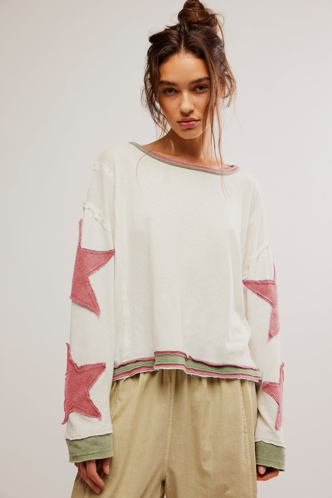 Femme Fritidstrøje Sweatshirt med stjernestikninger Stilla