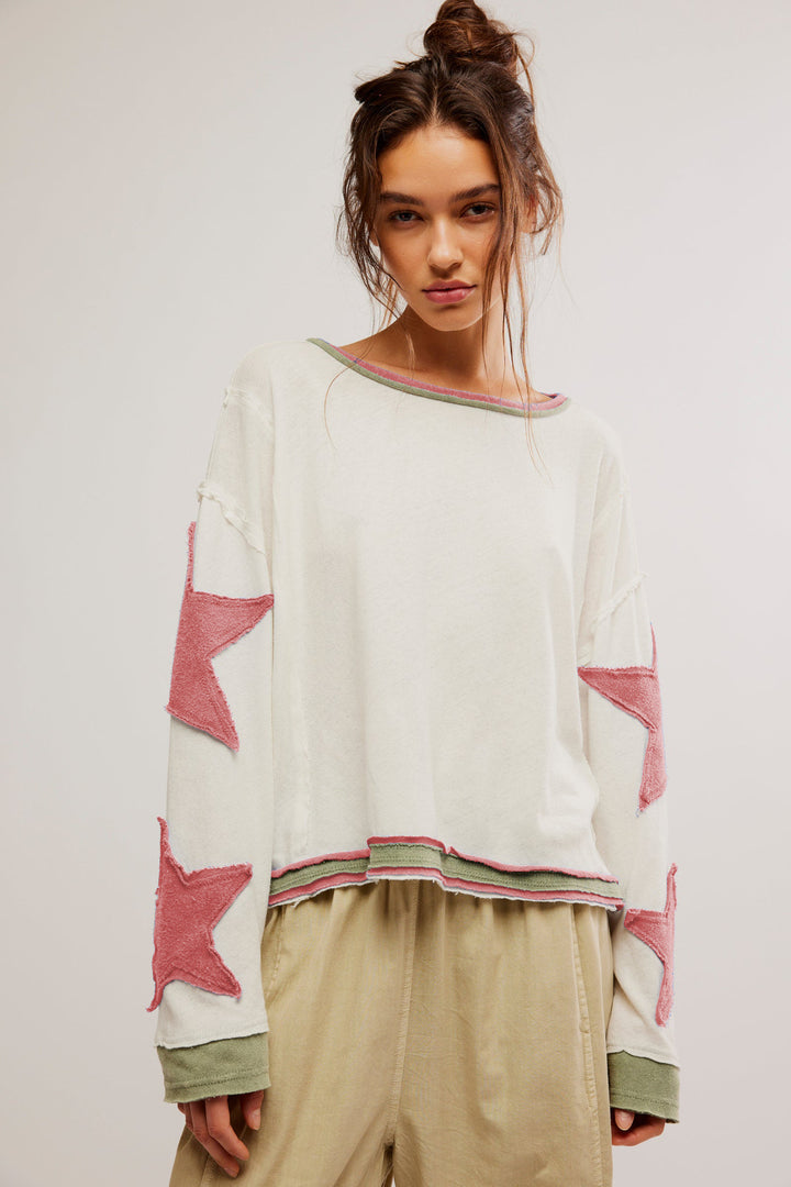 Femme Fritidstrøje Sweatshirt med stjernestikninger Stilla