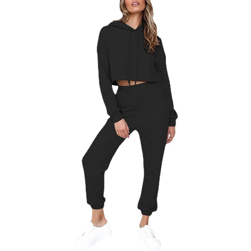 Dame Cropped Hoodie og Joggingbukser Sæt Stilla