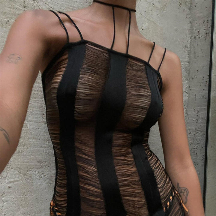 Dame Bodycon Jumpsuit med ribbet look og elegante stropper Skovae