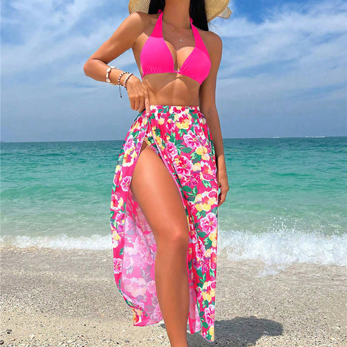 Dame Bikini-sæt med floral wikkelwrap og flettet top Stilla