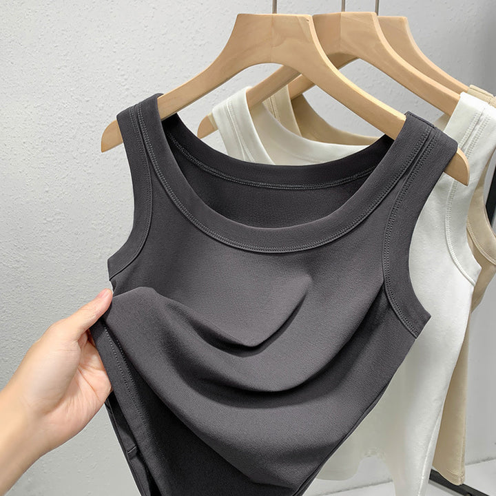 Dame tanktop uden ærmer med raffineret draperingseffekt Stilla