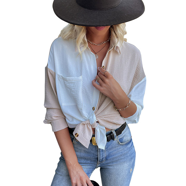 Kvinders oversized bluse skjorte med to farvedesigns og fashionable knapdetaljer Stilla