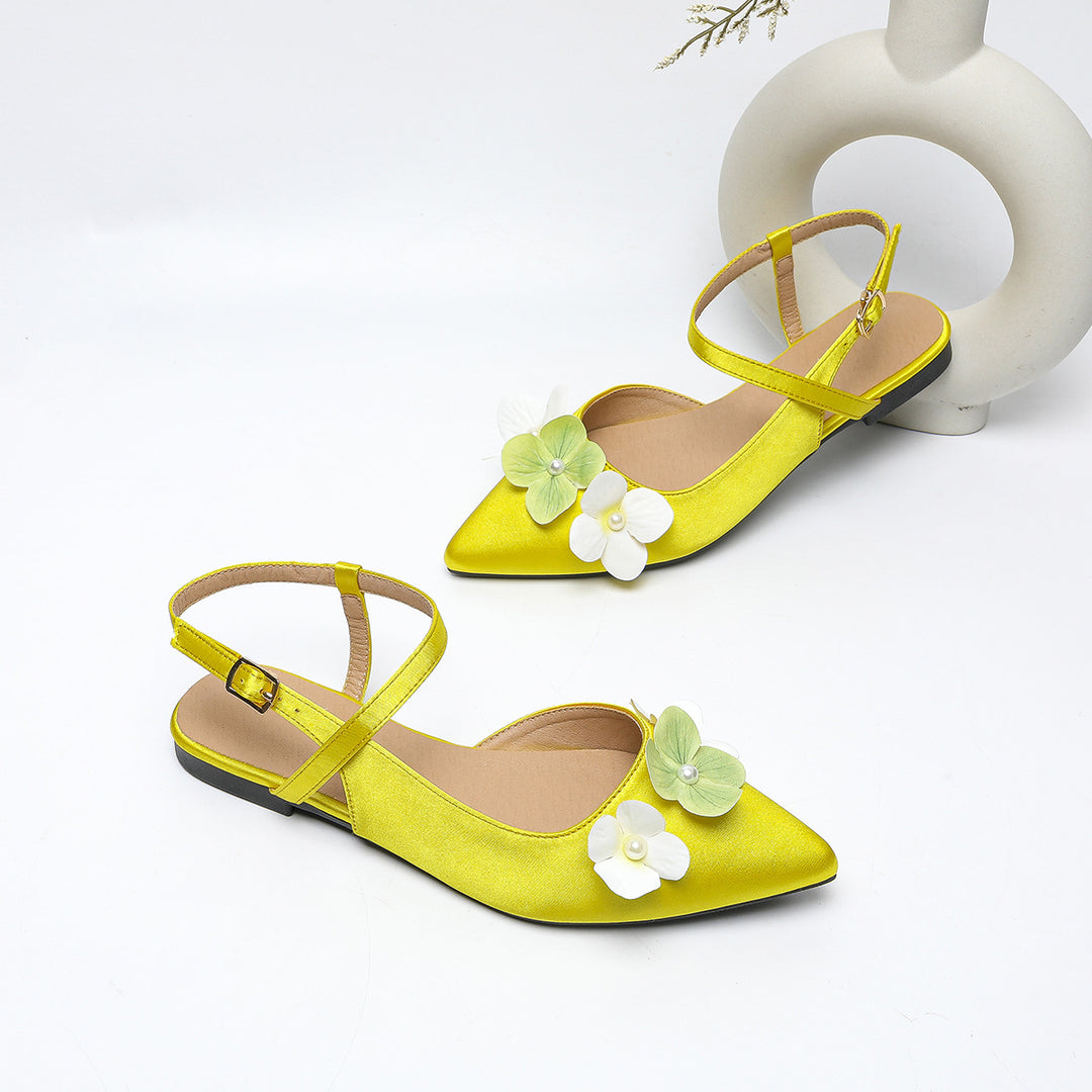 Dame Slingback Ballerinas med florale applikationer Stilla