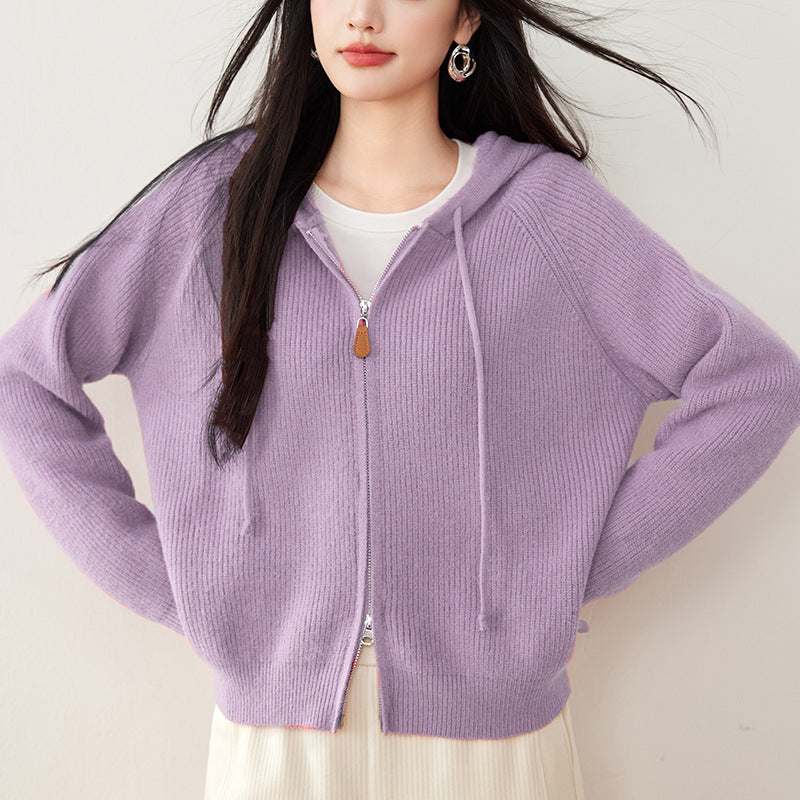 Damer hyggelig strikjakke med hætte Stilla