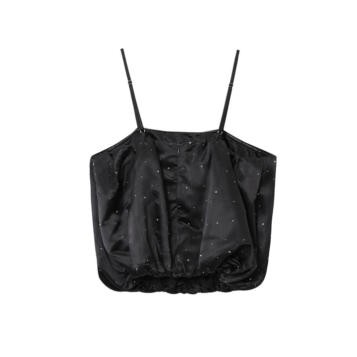 Femme Puffærmet Satin-Crop-Top Stilla