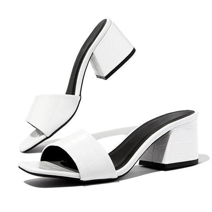 Dame Mid-HEEL Sandaler med elegant krokodille-prægedesign Stilla
