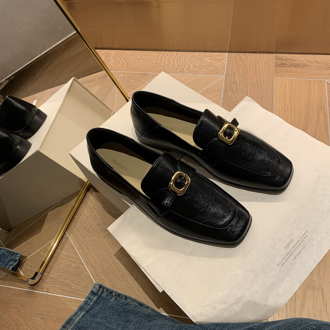 Kvinder Elegante Firkantet Tå Slip-Ons med Dekorativ Spænde Stilla