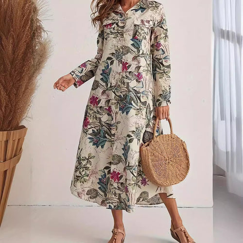 Femme Langærmet Blomster Maxi Kjole Stilla