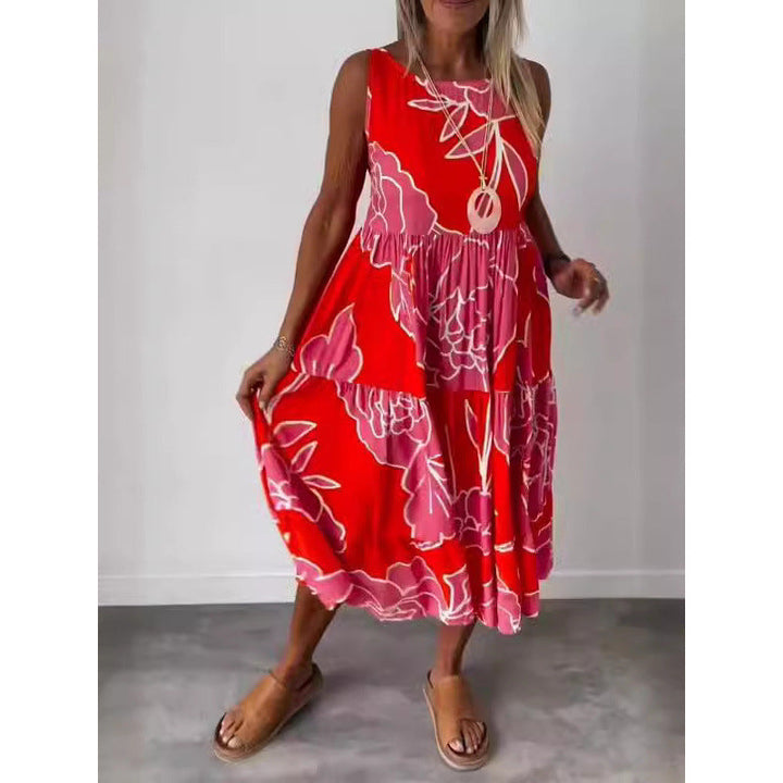 Stilla | Tie-Dress Motefulltrykk Uden Ermer Tie Kjole