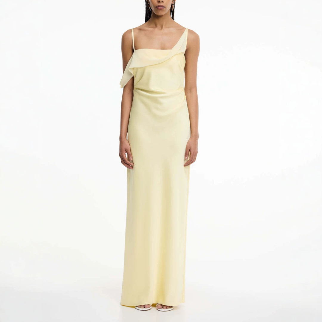 Dame Elegant Maxikjole med asymmetrisk overdel og flydende snit Skovae