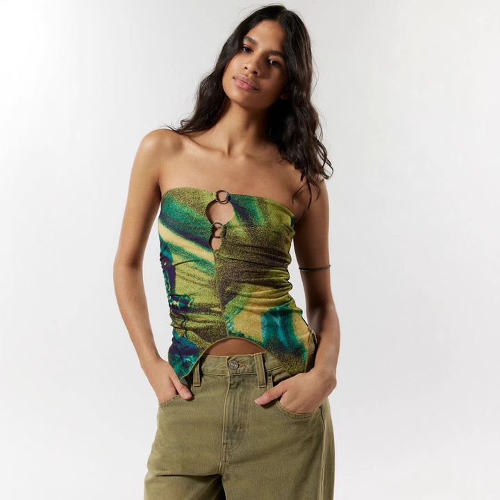 Dame Strapless Top med moderne ringdetaljer Skovae