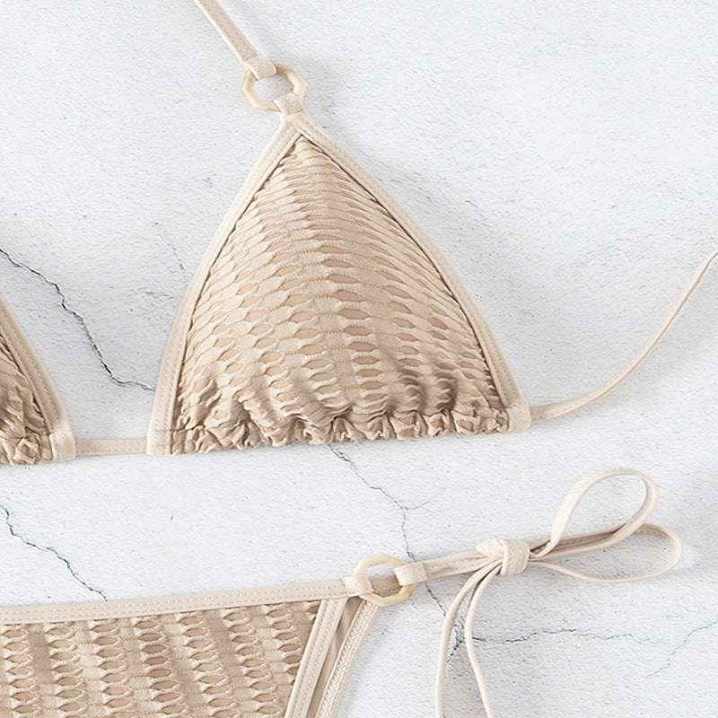 Dame Triangel-Bikini-Sæt med raffinerede bindsnor og elegante ringdetaljer Stilla