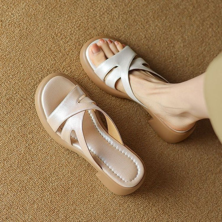Dame elegante Mules med buet rem og komfortabel blokhæl Stilla