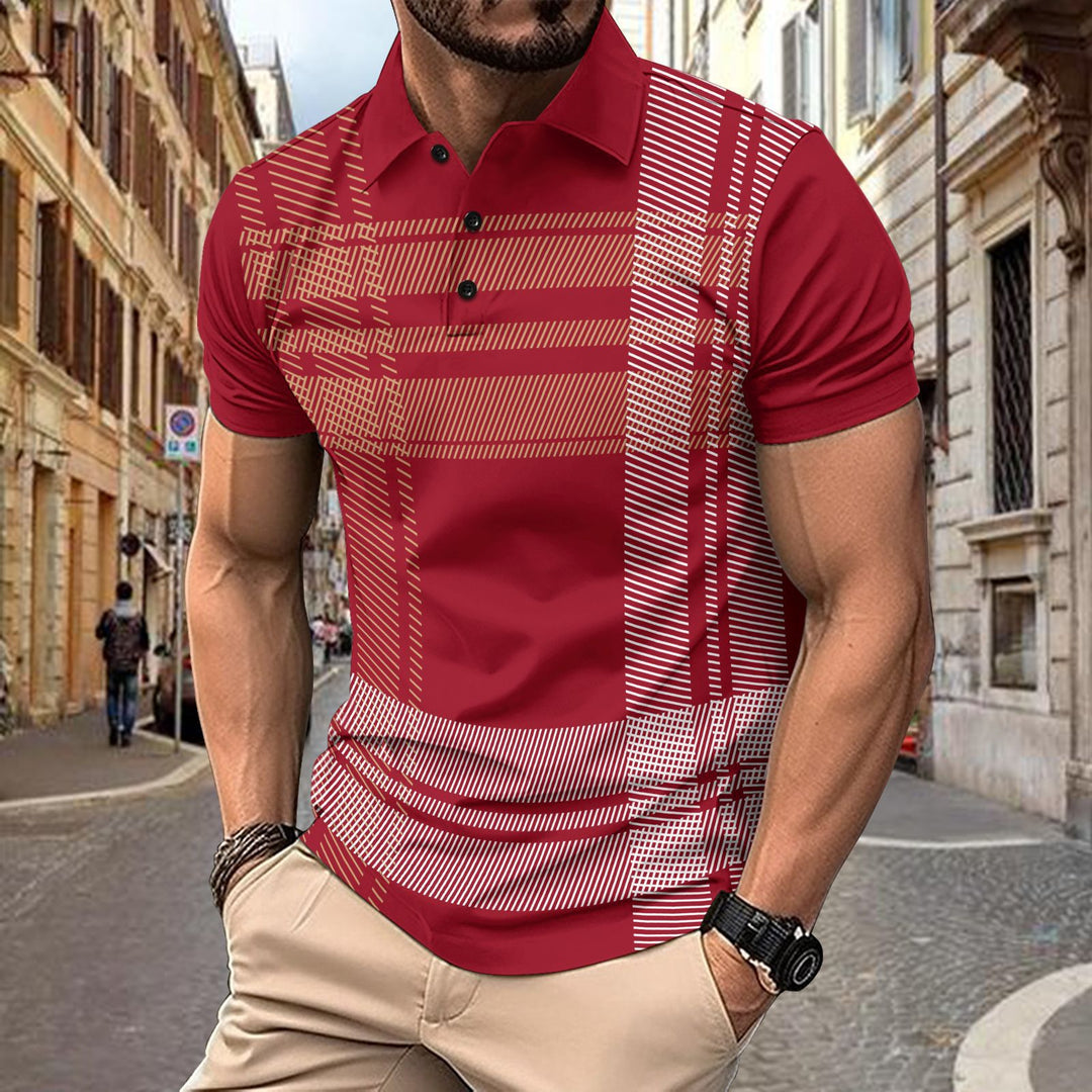 Herrer polo shirt med moderne ternet mønster Stilla
