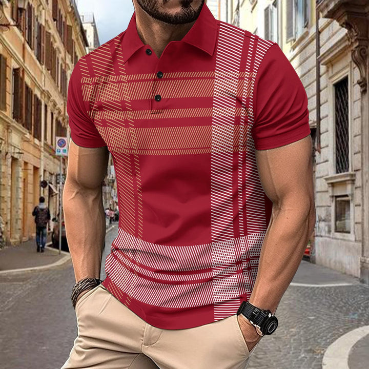 Herrer polo shirt med moderne ternet mønster Stilla