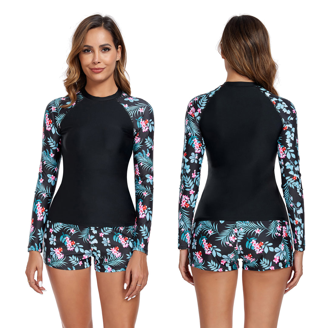 Dame Sporty Langarm Surfdragt med floral design Stilla