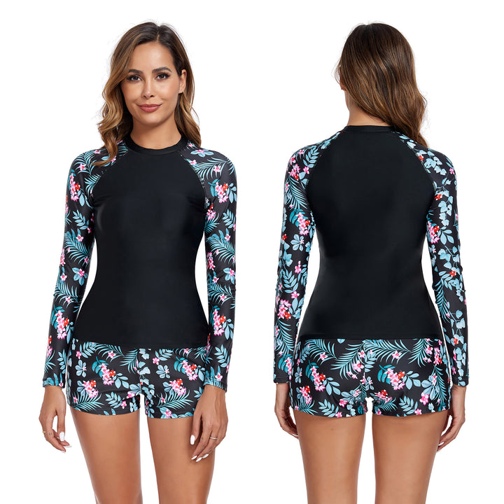 Dame Sporty Langarm Surfdragt med floral design Stilla