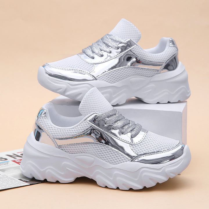 Dame Trendy Metalliske Mode Sneakers Stilla
