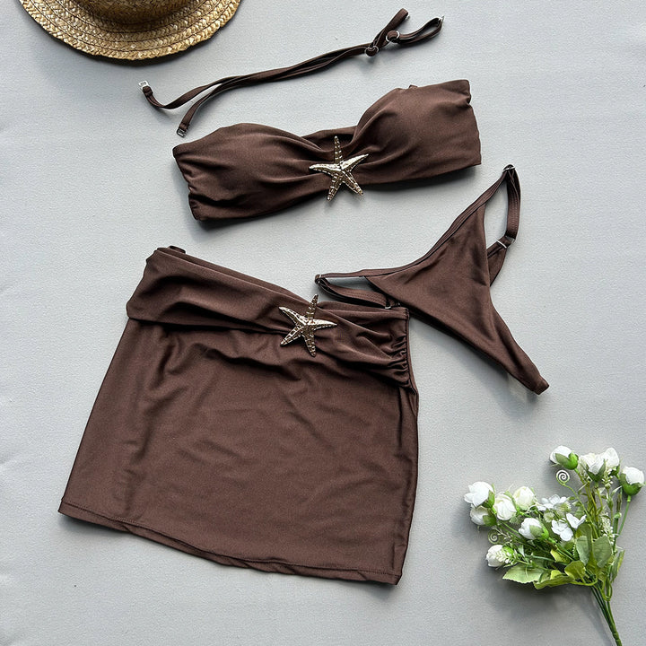 Dame Bandeau-bikini med individuelt design og glitrende stjerneaccentuer Stilla
