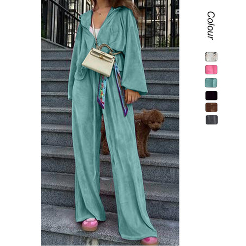 Kvinder Casual Jogging Suit Sæt med Løs-Fitting Top og Komfortable Bukser
