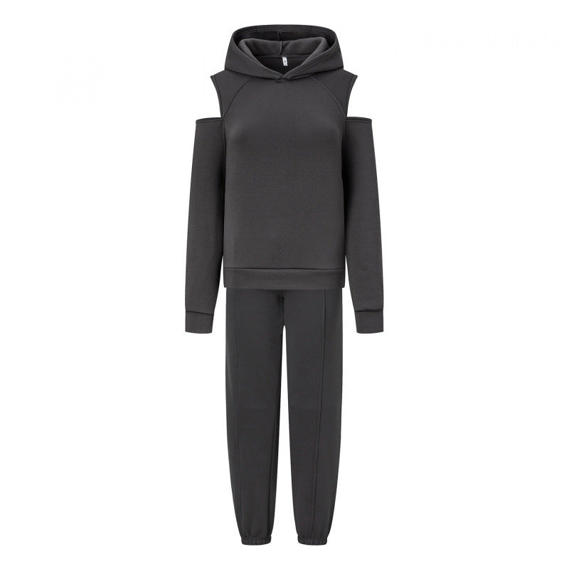 Kvinders sporty sweat sæt med dyb udskæring og side raglanærmer Stilla