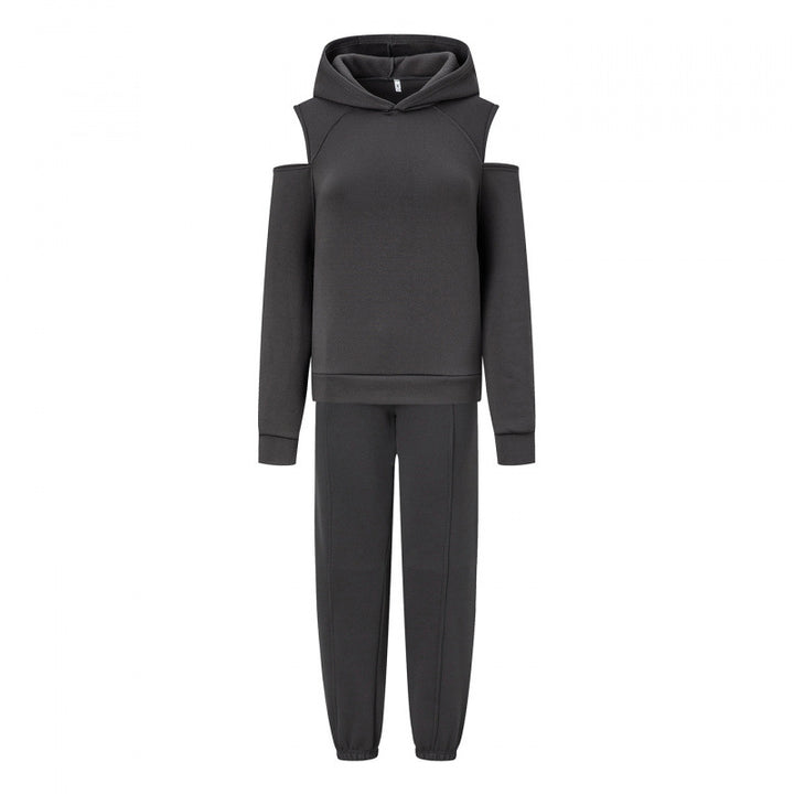 Kvinders sporty sweat sæt med dyb udskæring og side raglanærmer Stilla